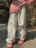 Vintage Damage White Wide Pants