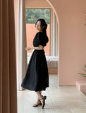 Endel Puff Jacquard Flare Long One Piece