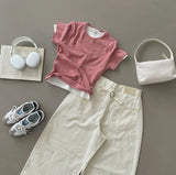 High Quality Layered Plain Slim Short Sleeve T-shirt
