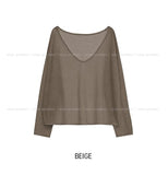 Reason See-through Deep V-Neck Long Sleeve