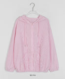 Langsyu Stripe Seersucker Hood Zip-Up