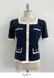Eloa Square Color Matching Button Cardigan