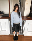 Dehin Pintuck Tencel Layered Long Sleeve T-shirt