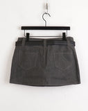 [belt set] Even Stitch Pocket Cargo Cotton Mini Skirt