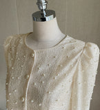 Gret See-through Pearl Puff Jacket Blouse