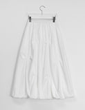 Kaa Balloon Pintuck Nylon Long Skirt