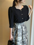 Melua Heart Neck Three Quarter Blouse