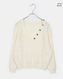 [Muffler SET] Seon Muffler Two-Way Button V-Neck Knit