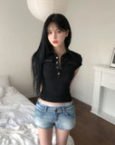 Migo Two-Button Vintage Denim Shorts