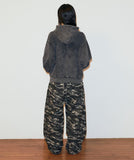 WASHED SOLAR APPLIQUE ZIP UP HOODIE