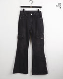 Anton Cargo Pocket Black Denim Bootcut Denim Pants