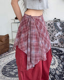 Ellie Layered Check Wrap Skirt