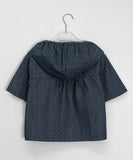 [BAONHAUS] Teltu Dot Raw Denim Hood Short Sleeve Blouse