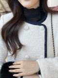 Snowing Color Matching Boucle Double Half Jacket