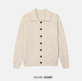 Orchid wool collar long cardigan