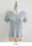 Gelato Color Matching Collar Cool Ribbed Knit