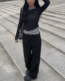 Kaya Black Pintuck Wide Pants
