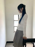 Pezzle See-Through Paisley Incision Split Cropped Long Sleeve T-Shirt