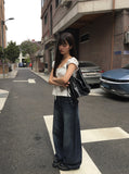 Noal Lace Ribbon Puff Sleeveless Blouse