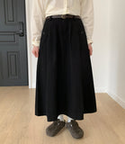 Suab Belt Pintuck Long Skirt