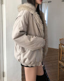 Dozen Rivet Raccoon Fur Hooded Padding