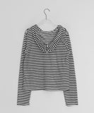 Sayu Stripe Button Hood Long Sleeves