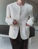 Shaki Tweed Round Jacket