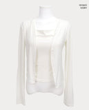 [Fake Layered] MIEM Layered Halter Sleeveless Cardigan