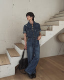 Pura Pintuck Strap Denim Pants