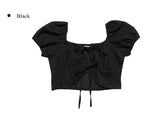 Taru Ribbon Lace Crop Blouse