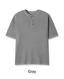 Elo waffle pigment henley neck short sleeve tee