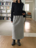 Nick Zipper Bun Pocket Pile Brushed Long Skirt