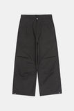 Twill snap wide cotton pants