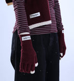 [SET] Short Color Matching Muffler & Gloves Set