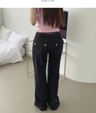 Unique Back Pocket Fluffy Span Cooling Bootcut Pants