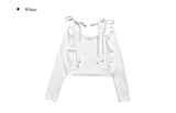 Nayu Ribbon Off Shoulder Cropped T-shirt