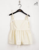 Pocon Shirring Ribbon String Corset Sleeveless Blouse