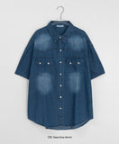 [Unisex] Huel Washing Denim Short Sleeve Shirt
