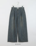 Otsui Pintuck Summer Washing Wide Denim Pants