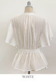 Lines Flare Pintuck Shirring Blouse