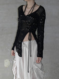 Holiday Long Sleeve Unbalanced Mesh Knit