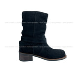 Real suede belt middle boots