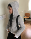 Anko Mohair Angora Two-Way Hood Zip-Up Cardigan