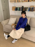 Lande color round knit cardigan