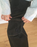 Parkle Diagonal Cargo Pocket Wide Denim Pants