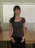 Thes Square Neck Daily Soft Short Sleeve T-Shirt