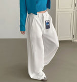 4-Season Folding Side Cut Inner Button Wide Slacks Pants