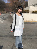 Cran Stripe Sleeveless Crop Cardigan Set