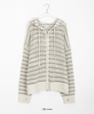 [unisex] Anaku Two-Way Stripe Knit Hood Zip-Up