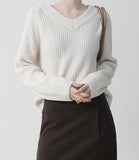 Wool Ribbed V-Neck Knitwear
